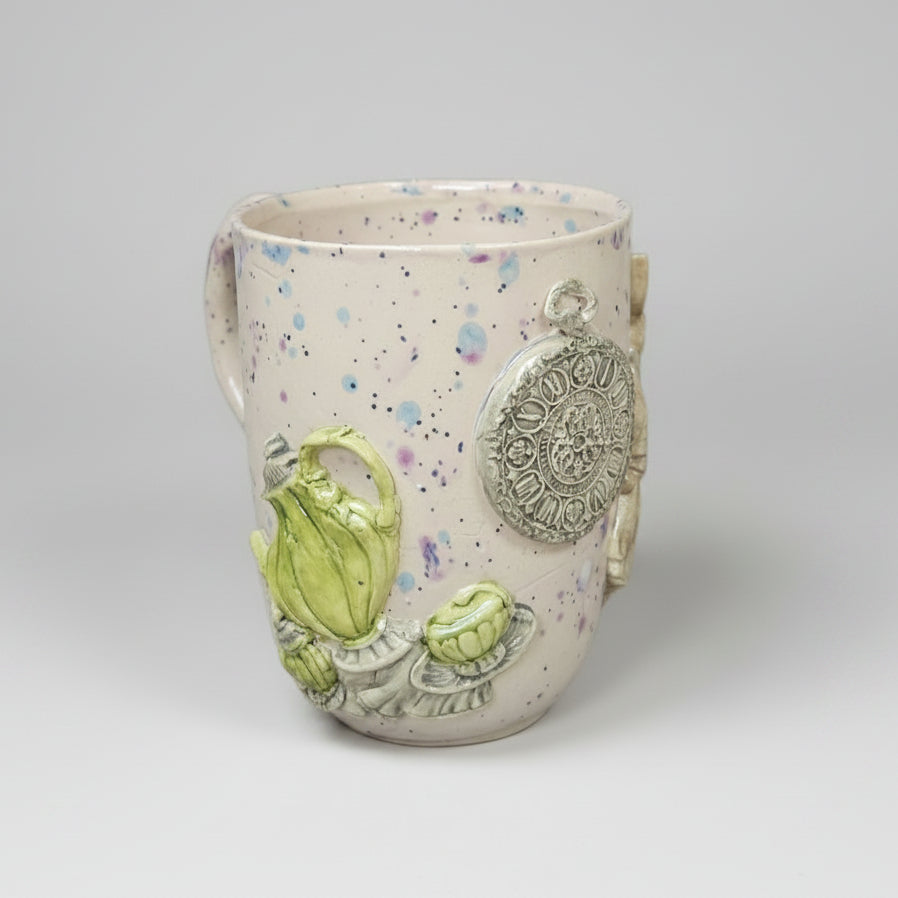 Alice's Tea Party Ceramic Mug – A Whimsical Journey Through Wonderland, Ø8.5×10 cm by Red Raven Pottery