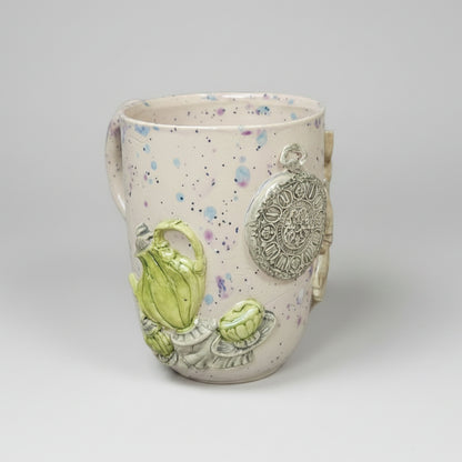 Alice's Tea Party Ceramic Mug – A Whimsical Journey Through Wonderland, Ø8.5×10 cm by Red Raven Pottery