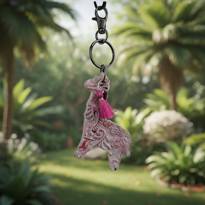 Alpaca Joy Keychain – Cheerful Companion Ceramic Charm, 7 x 4.5 cm by Red Raven Pottery