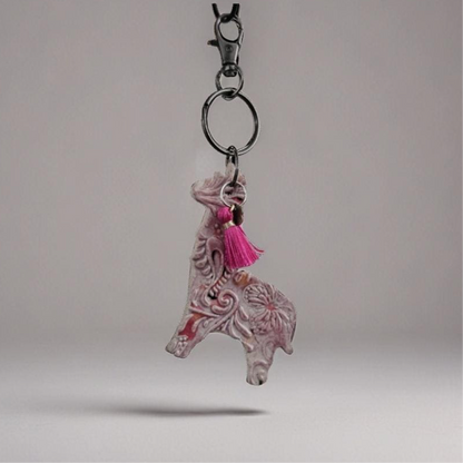 Alpaca Joy Keychain – Cheerful Companion Ceramic Charm, 7 x 4.5 cm by Red Raven Pottery