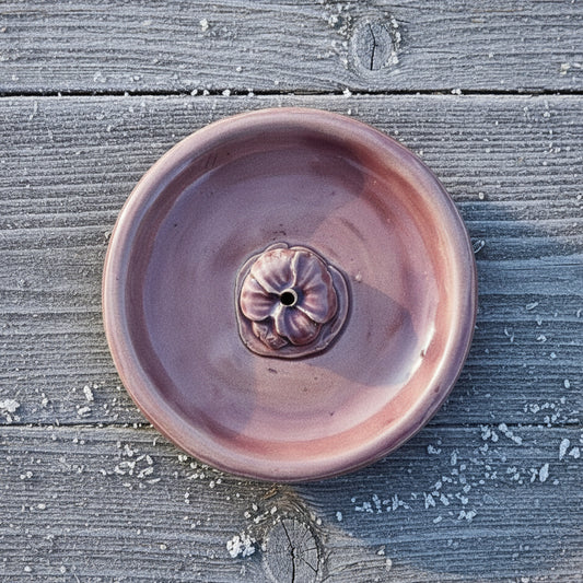 Amethyst Bloom Ceramic Incense Holder – Petal-Lit Sanctuary, Ø8 cm by Red Raven Pottery