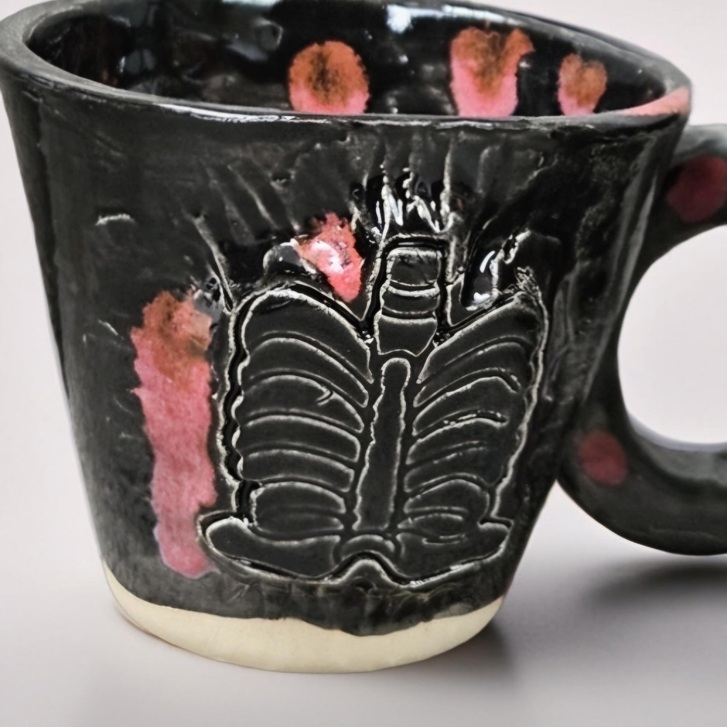 Anatomical Echo Ceramic Espresso Cups – Set of 2 Rib Cage Vessels, 5.5×6 cm by Red Raven Pottery