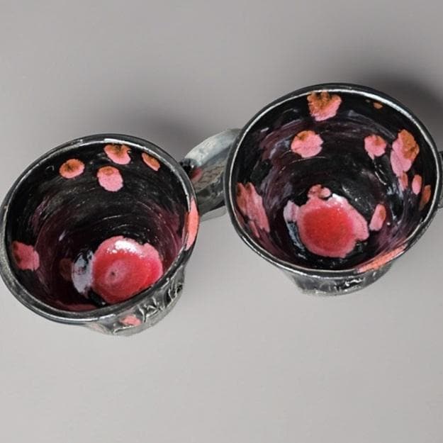 Anatomical Echo Ceramic Espresso Cups – Set of 2 Rib Cage Vessels, 5.5×6 cm by Red Raven Pottery