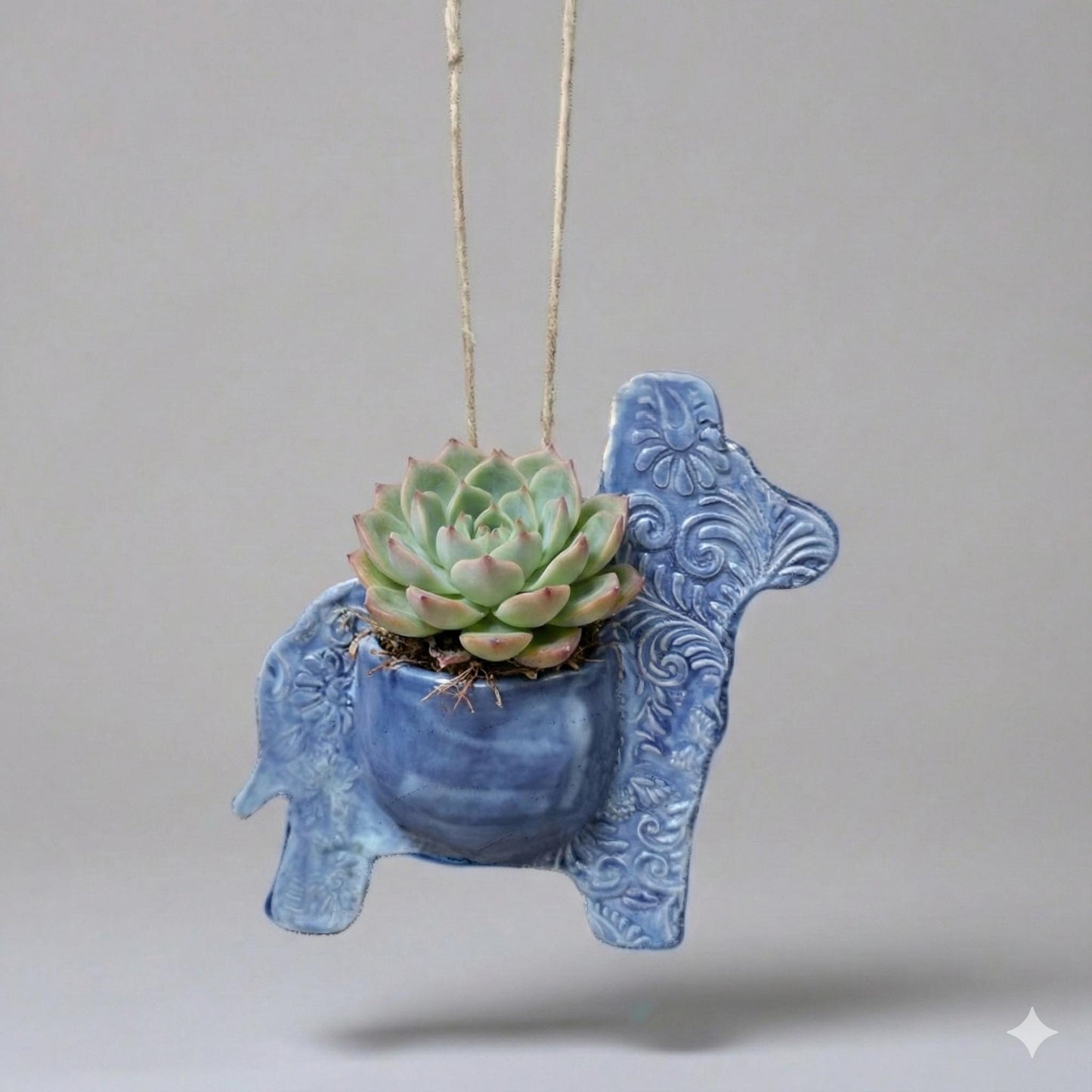 Andes Wildlife Ceramic Hanging Planter – Alpaca Joy for Small Plants , 16x16×4 cm, various colors by Red Raven Pottery