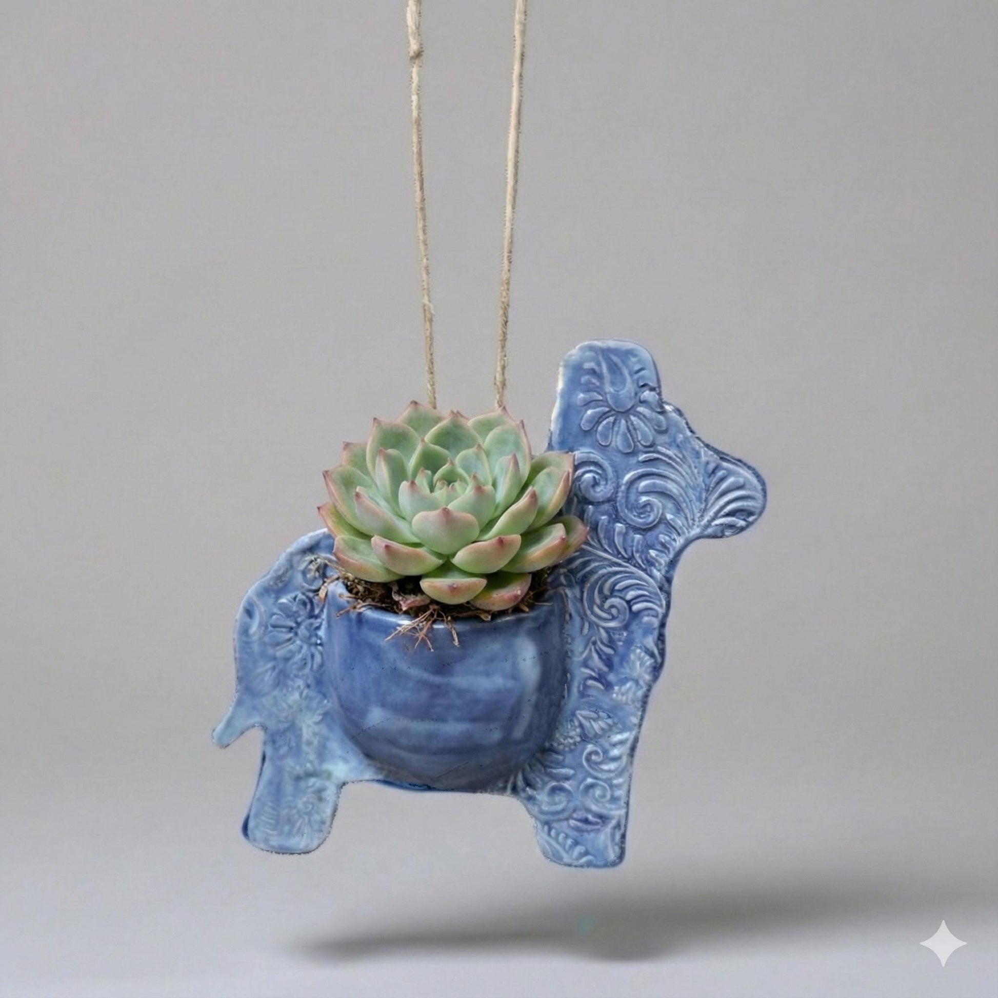 Andes Wildlife Ceramic Hanging Planter – Alpaca Joy for Small Plants , 16x16×4 cm, various colors by Red Raven Pottery