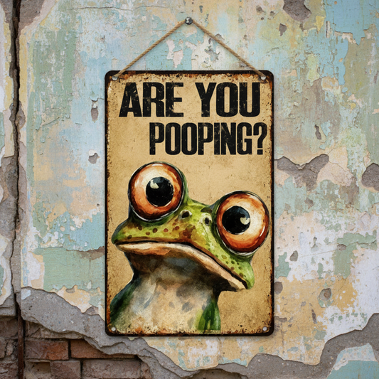 Are You Pooping? Wooden Sign – Questionable Bathroom Wall Art, 13 × 20 cm vintage wall sign