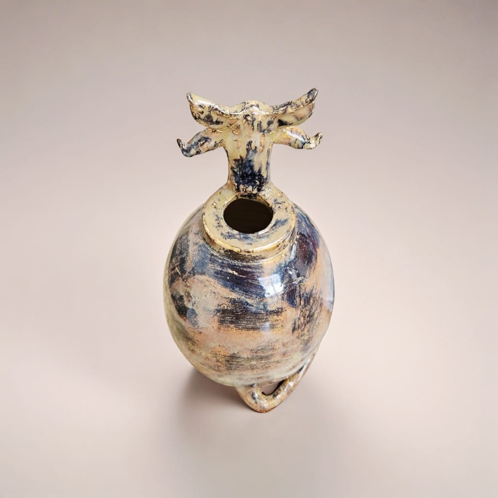 AristoCat Ceramic Figurine & Vase – Baronial Watchful Grace, Ø12×23 cm by Red Raven Pottery
