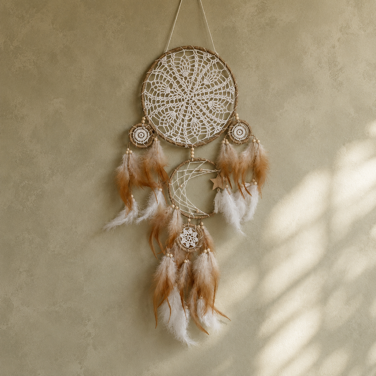 Aurora Golden Dawn Dreamcatcher - Talisman for Dreams & Protection, ~70 cm