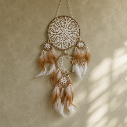 Aurora Golden Dawn Dreamcatcher - Talisman for Dreams & Protection, ~70 cm