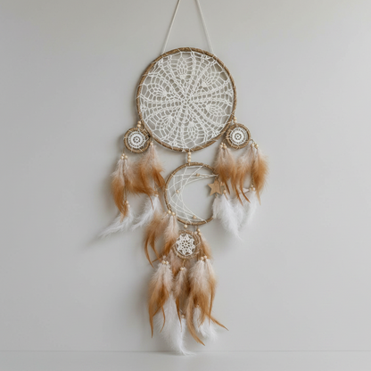 Aurora Golden Dawn Dreamcatcher - Talisman for Dreams & Protection, ~70 cm