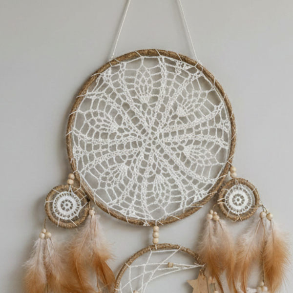 Aurora Golden Dawn Dreamcatcher - Talisman for Dreams & Protection, ~70 cm