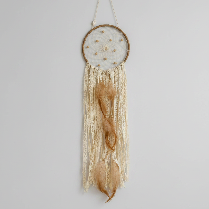 Aurora Sunwoven Spirit Dreamcatcher - Boho Talisman for Light & Intention, ~50 cm