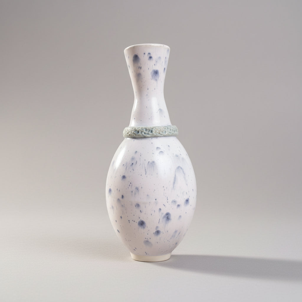 Azure Stillness Ceramic Vase – Quiet Dried Botanicals Vessel, Ø 13 × 26 cm by Red Raven Pottery