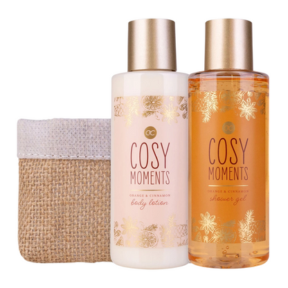 Eco Ritual Wellness Set – Sinaasappel-kaneel lichaamsverzorgingsset in jute geschenkzakje