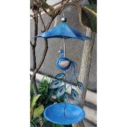 Hanging Peacock Bird Feeder – Hand-Painted Metal Feeder (57 cm)