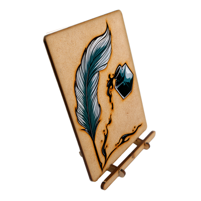 "Ink & Quill" Wooden Postcard - Standing 3D Eco Greeting