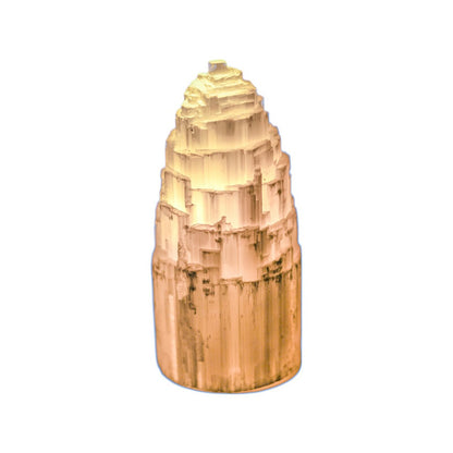 Glacier Glow Selenite Lamp – Crystal Light for Meditative Quiet, Ø7×18 cm