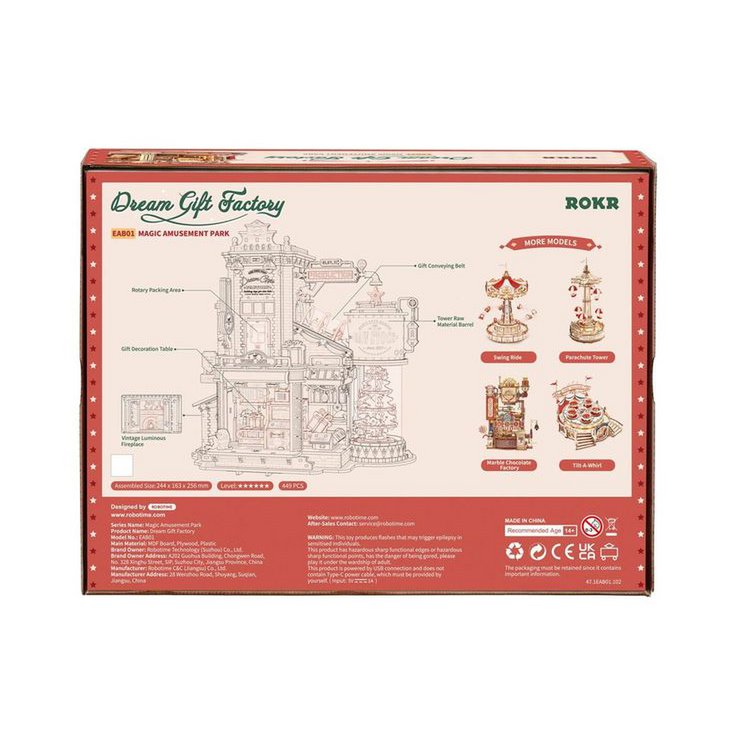 Dream Gift Factory DIY Wooden Miniature Kit – Santa's Magic Workshop, 449 Pieces