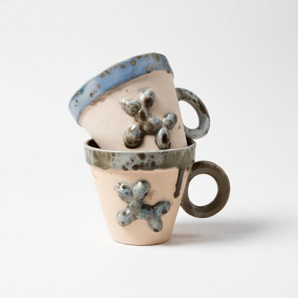 Balloon Dog Ceramic Coffee Cup – Playful Defiance in Clay, Ø8.5×8.5 cm by Red Raven Pottery