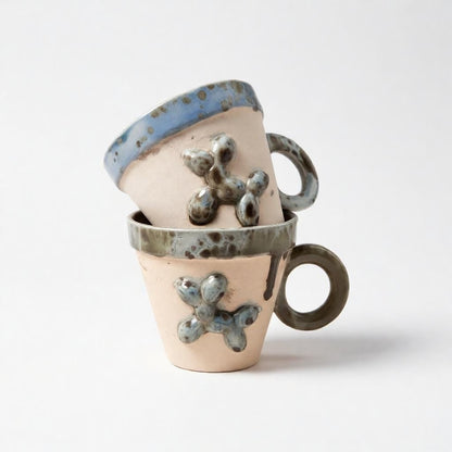 Balloon Dog Ceramic Coffee Cup – Playful Defiance in Clay, Ø8.5×8.5 cm by Red Raven Pottery