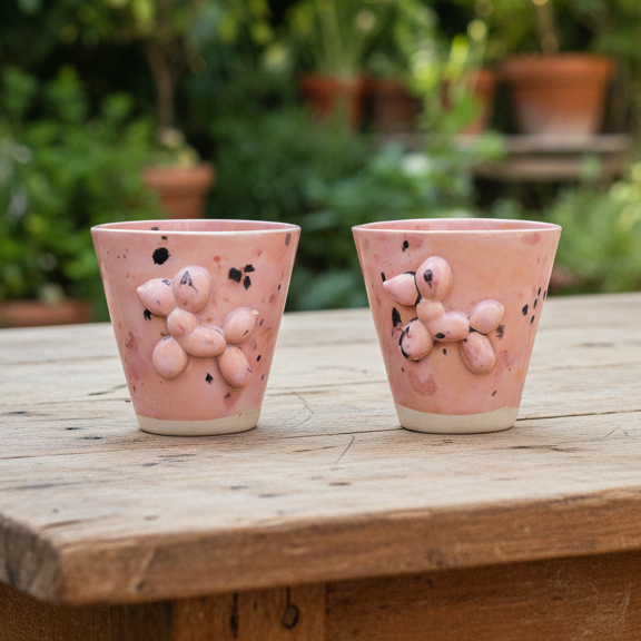 Balloon Pup Ceramic Minis - Playful Duo for Shots & Succulents, Ø4.5×5.5 cm by Red Raven Pottery