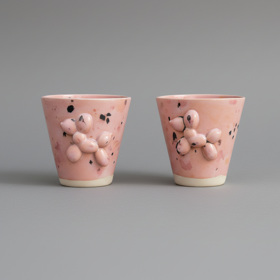 Balloon Pup Ceramic Minis - Playful Duo for Shots & Succulents, Ø4.5×5.5 cm by Red Raven Pottery