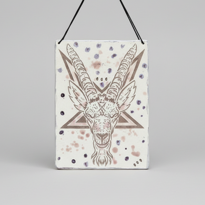 Baphomet Sigil Ceramic Tile – Occult Wall Art with Ritual Presence, 27×20 cm by Red Raven Pottery