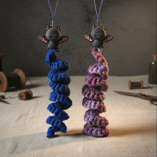 Batty Twirl Crochet Charm – Nightflight Companion Pocket Totem, 15 cm by Hook & Hex