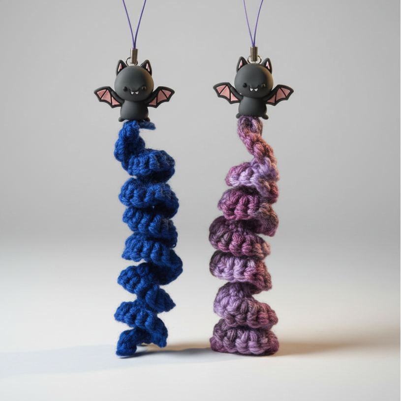 Batty Twirl Crochet Charm – Nightflight Companion Pocket Totem, 15 cm by Hook & Hex