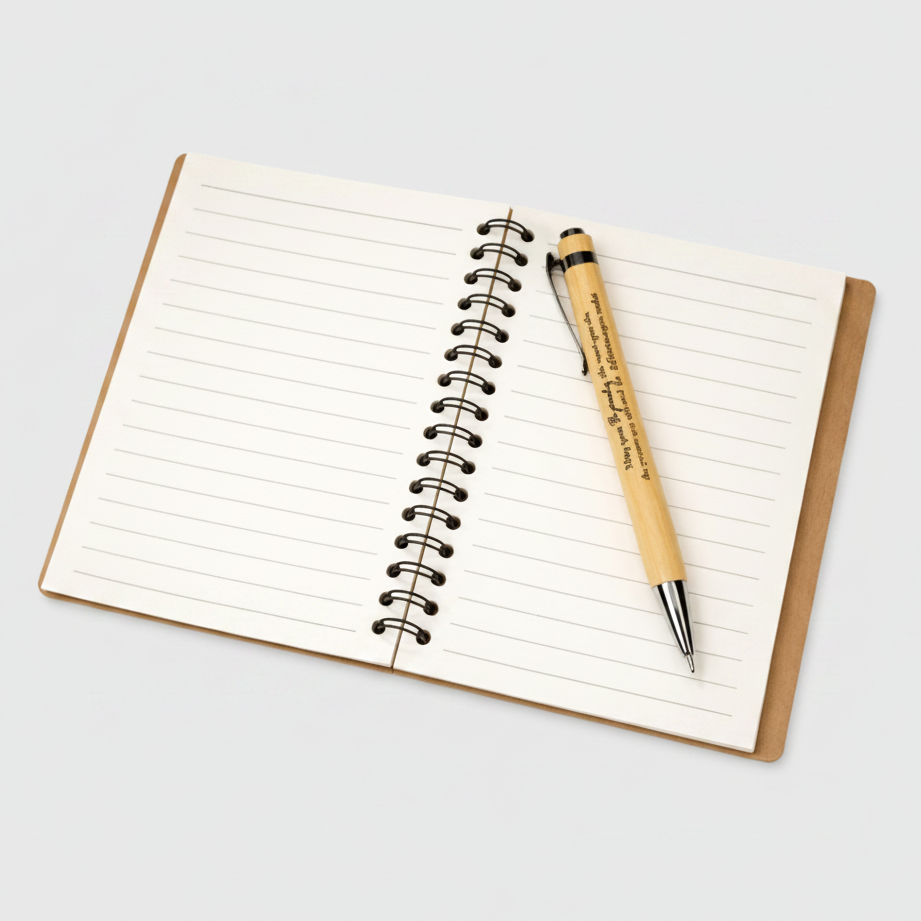 Be Proud Kraft Notebook & Wooden Pen Set – Affirmation Journal, 14 × 10 cm