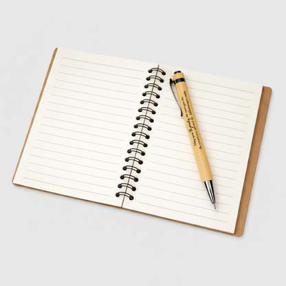 Be Proud Kraft Notebook & Wooden Pen Set – Affirmation Journal, 14 × 10 cm