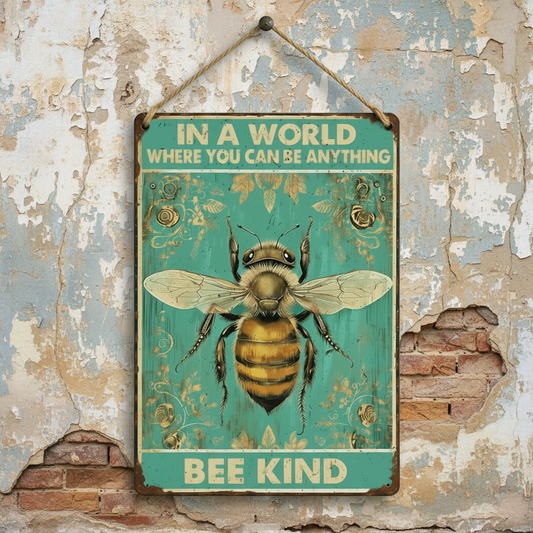 Bee Kind Wooden Sign – Kindness Reminder Wall Art, 13 × 20 cm vintage wall sign