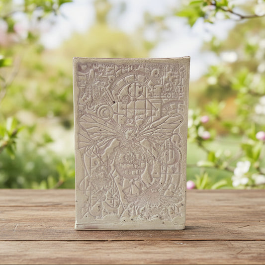 Bee Sentinel Ceramic Vase – Winged Industry In Bloom, Ø9.5×15 cm by Red Raven Pottery