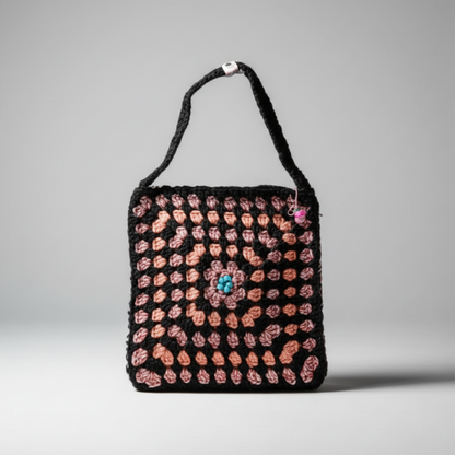 Berry Bloom Crochet Bag – Granny Square Carryall, 28×28 cm by Hook & Hex