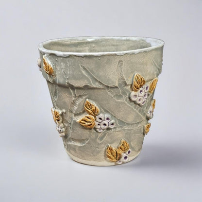 Berry Vine Ceramic Planters – Set of 3 Botanical Vessels, various sizes by Red Raven Pottery