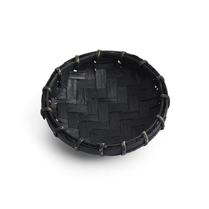 Black Bamboo Fragrance Bowl – Minimal Harmony Cradle, Ø8.5 × 3 cm
