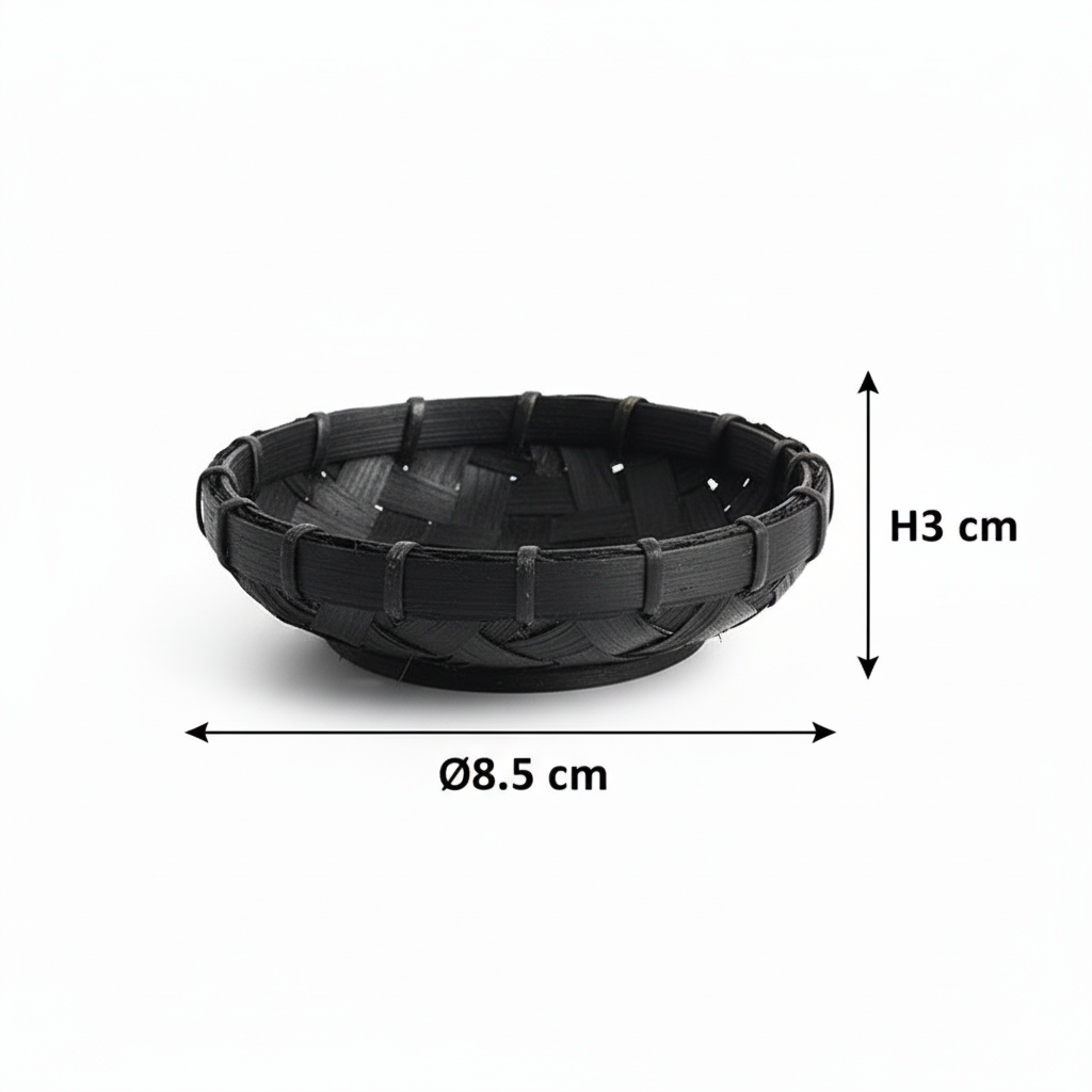 Black Bamboo Fragrance Bowl – Minimal Harmony Cradle, Ø8.5 × 3 cm