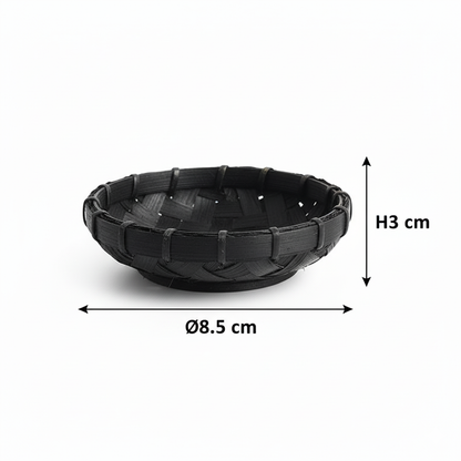 Black Bamboo Fragrance Bowl – Minimal Harmony Cradle, Ø8.5 × 3 cm