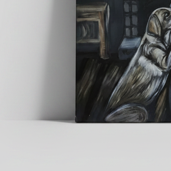 Blind Trust Original Acrylic Painting – Man & Dog Wall Art, 50×40 cm by Hook & Hex