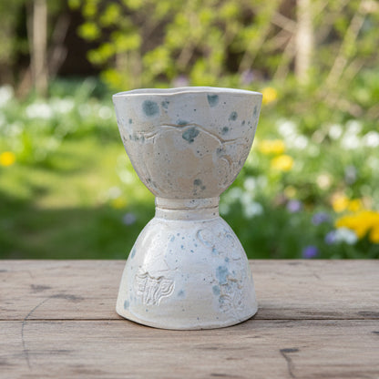 Blue Tidelore Ceramic Planter – Calm Patterned Stillness, Ø12×17 cm by Red Raven Pottery