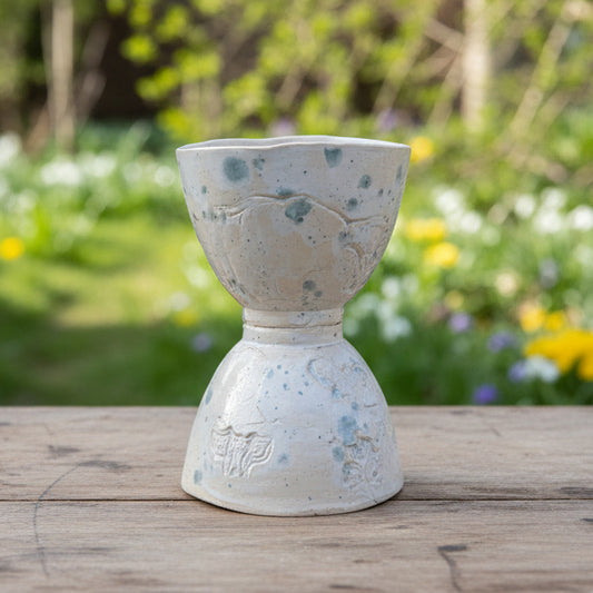 Blue Tidelore Ceramic Planter – Calm Patterned Stillness, Ø12×17 cm by Red Raven Pottery