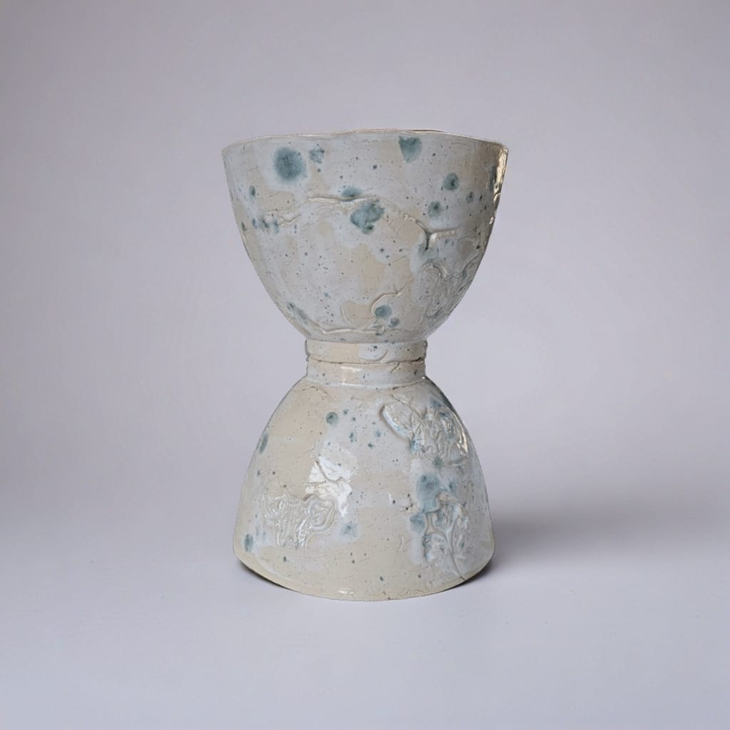 Blue Tidelore Ceramic Planter – Calm Patterned Stillness, Ø12×17 cm by Red Raven Pottery
