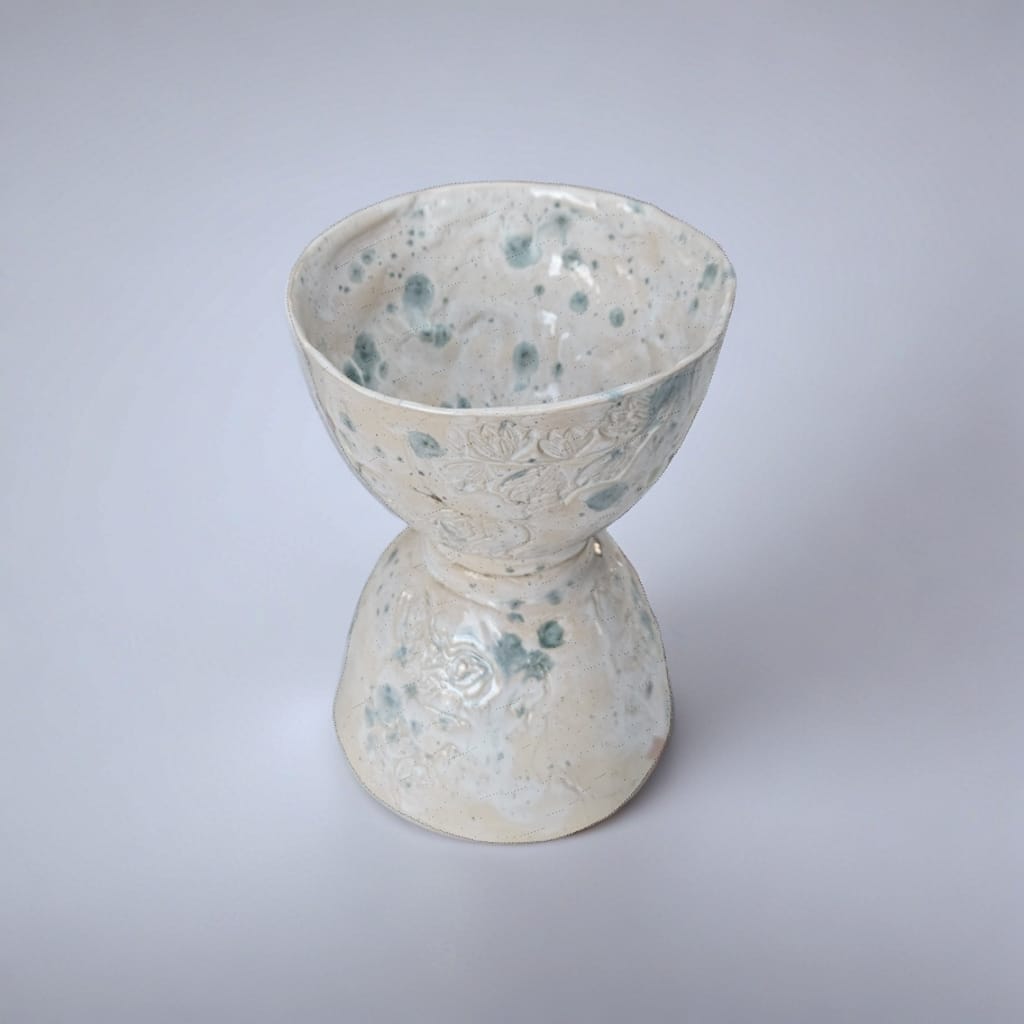 Blue Tidelore Ceramic Planter – Calm Patterned Stillness, Ø12×17 cm by Red Raven Pottery