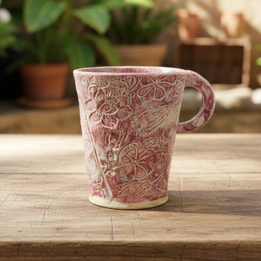 Blushing Botanicals Ceramic Mug – Garden in Bloom, Ø7 × 9 cm by Red Raven Pottery