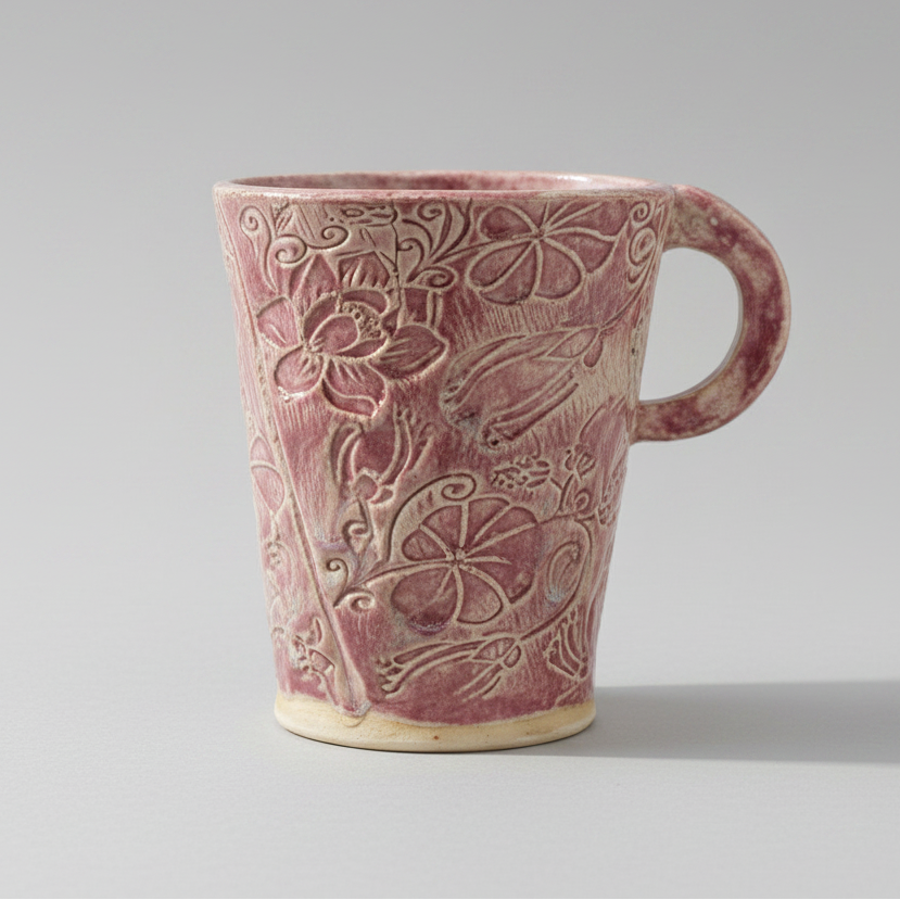 Blushing Botanicals Ceramic Mug – Garden in Bloom, Ø7 × 9 cm by Red Raven Pottery