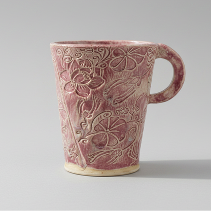 Blushing Botanicals Ceramic Mug – Garden in Bloom, Ø7 × 9 cm by Red Raven Pottery
