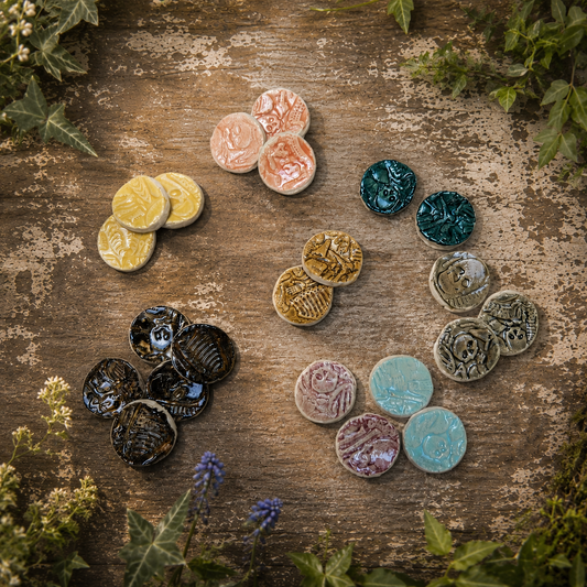 Bone Crypt Ceramic Fidgets – Grounding Tokens for ADHD, PTSD & Spectrum Relief, Ø2×0.5 cm by Red Raven Pottery