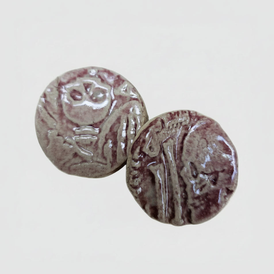 Bone Crypt Ceramic Fidgets – Grounding Tokens for ADHD, PTSD & Spectrum Relief, Ø2×0.5 cm by Red Raven Pottery