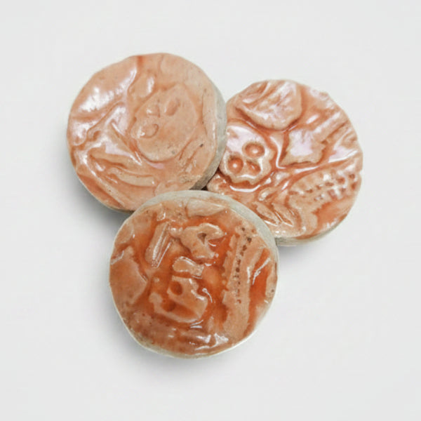 Bone Crypt Ceramic Fidgets – Grounding Tokens for ADHD, PTSD & Spectrum Relief, Ø2×0.5 cm by Red Raven Pottery