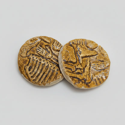 Bone Crypt Ceramic Fidgets – Grounding Tokens for ADHD, PTSD & Spectrum Relief, Ø2×0.5 cm by Red Raven Pottery